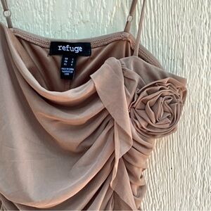 NWOT Refuge Brown Dress with Rosette Bodycon Women’s Small